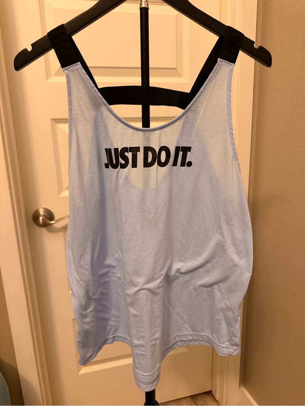 Nike Women’s Light Blue Tank Top with Black 'Just Do It.' Logo